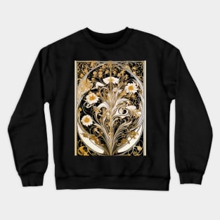Vintage Alphonse Mucha Inspired Art Nouveau White Sunflower Print Crewneck Sweatshirt